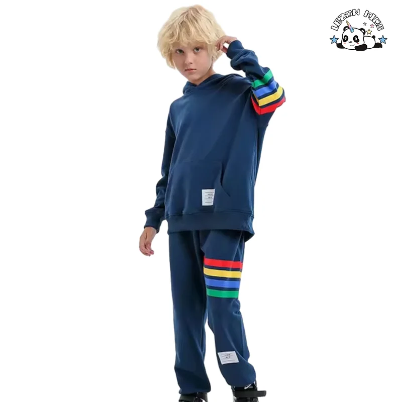 LEZONKIDS - New Customized Children Clothes Set Colourful Printing Cotton Hoodie Fashion Kids Clothing